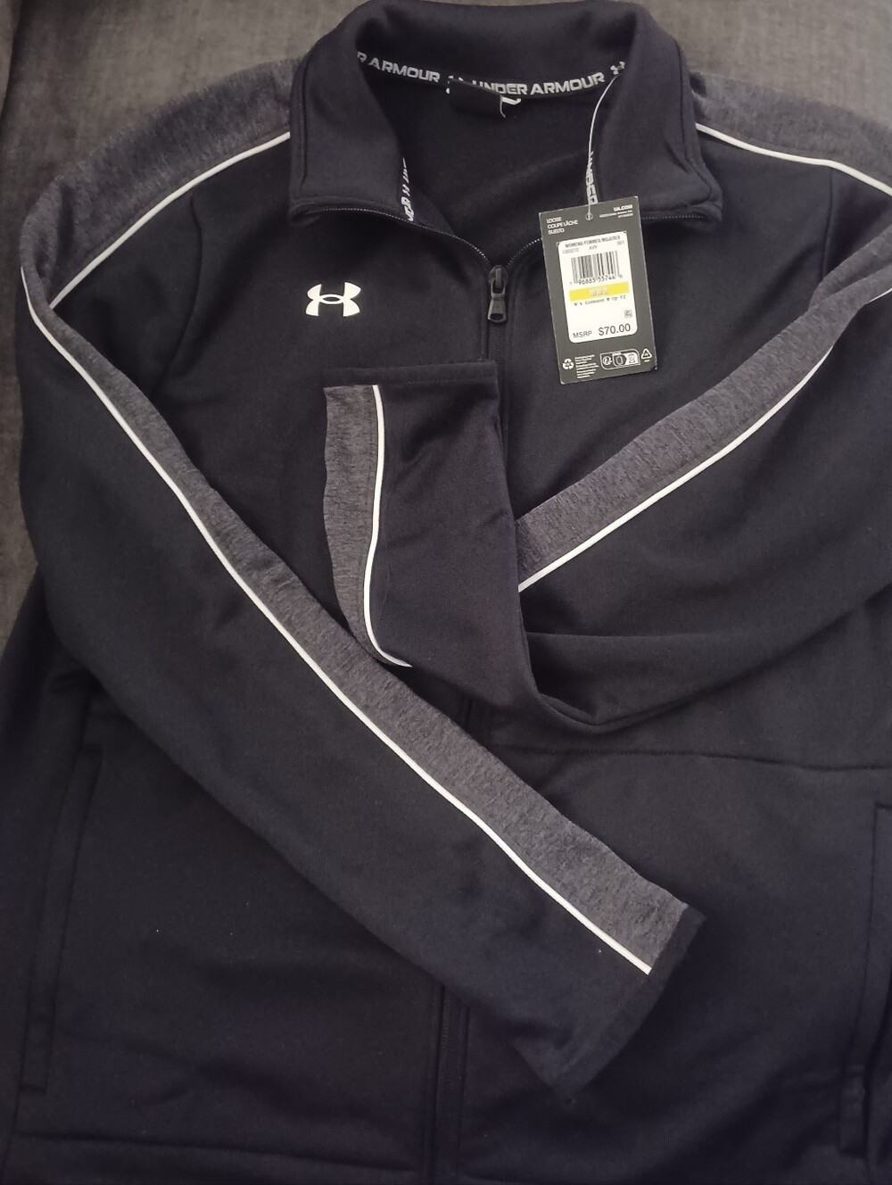 Under Armour Black Athletic Half-Zip Jacket with Gray Trim